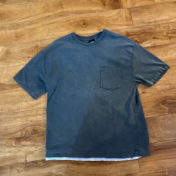 Zara Men’s Heavy Cotton Stonewash Grey T-Shirt Size medium - Picture 10 of 11